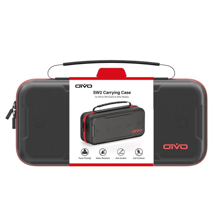For Nintendo Switch 2 OIVO Large-Capacity EVA Carrying Case With Built-In Stand, 24 Game Card Slots(Black Red) - Bags by OIVO | Online Shopping UK | buy2fix