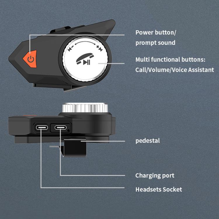 M9 Motorcycle Helmet Bluetooth Headset IPX6 Waterproof, Auto Answer, HD Sound for Riders/Delivery/Group Intercom(Black) - Motorcycle Walkie Talkie by buy2fix | Online Shopping UK | buy2fix