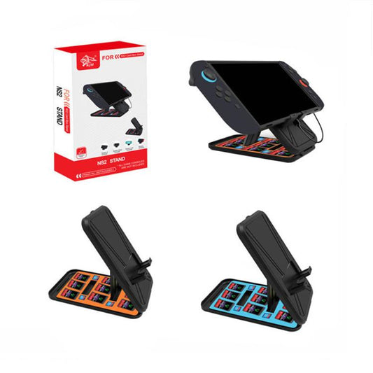 KJH Card Box Stand for Nintendo Switch 2 / Switch OLED / Lite Foldable Holder with 9 Game Card Slots & 4 SD Card Slots(Black Blue) - Holder by KJH | Online Shopping UK | buy2fix