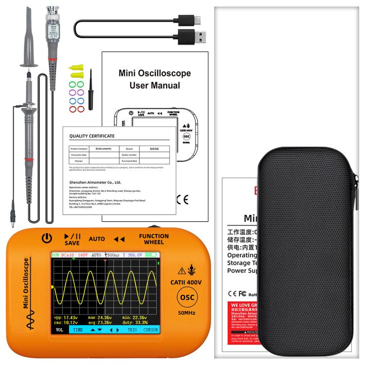 BSIDE OT4 Miniature Oscilloscope Signal Generator Rechargeable Handheld Color Screen 50MHz Oscilloscope - Other Tester Tool by BSIDE | Online Shopping UK | buy2fix