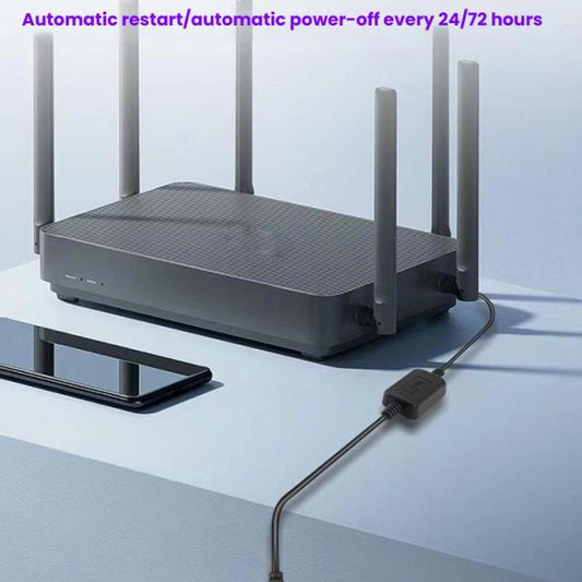 HuaGu 30cm Router Timed Restart Line Controller Power Failure Smart Reset Connection Cable WiFi Relay, Color: 72H Black - Modem by HuaGu | Online Shopping UK | buy2fix