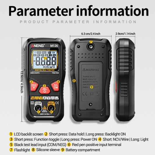 ANENG Anti-burn Electrical Digital Display Fully Automatic Digital Multimeter(M126) - Digital Multimeter by ANENG | Online Shopping UK | buy2fix