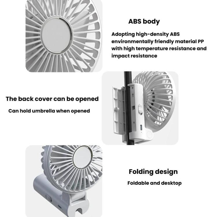 Folding Hanging Umbrella Fan USB Handheld Portable Umbrella Clip Fan Compact Desktop Fan(Black) - Electric Fans by buy2fix | Online Shopping UK | buy2fix