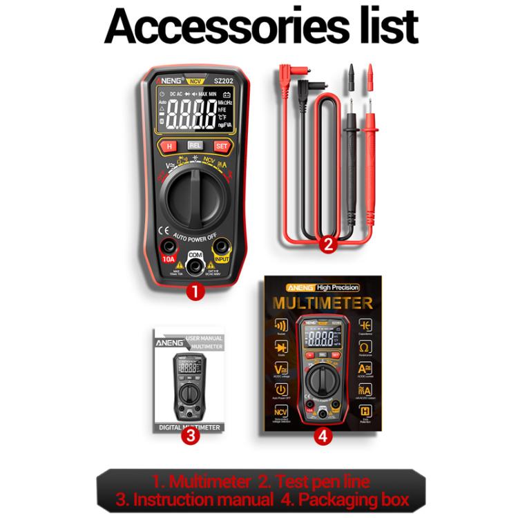 ANENG High-precision Maintenance Multi-function Digital Display Multimeter(Red) - Digital Multimeter by ANENG | Online Shopping UK | buy2fix