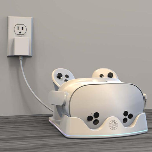 For Meta Quest 3S / 3 / 2 iplay HBV-641 Handle Storage Rack VR Headset Charging Stand With LED Light(White) - VR Accessories by iplay | Online Shopping UK | buy2fix