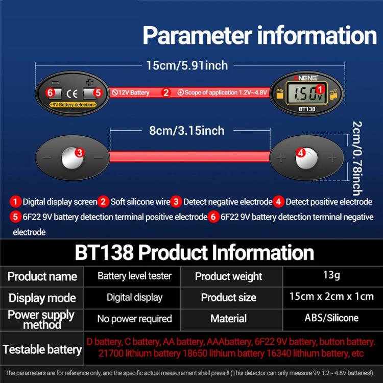 ANENG Portable Magnetic Battery Voltage Capacity Tester(BT138) - Battery & Resistance Tester by ANENG | Online Shopping UK | buy2fix