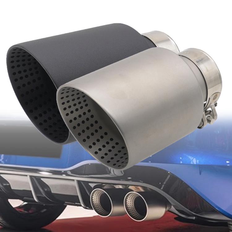 Car Inclined Stainless Steel Muffler Exhaust Pipe, Size: 76x114mm Silver - Exhaust Pipes by buy2fix | Online Shopping UK | buy2fix