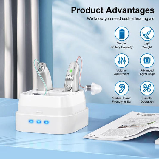 Behind-The-Ear Hearing Amplifier With Charging Case Sound Enhancer For Seniors(Skin Color) - Hearing Aids by buy2fix | Online Shopping UK | buy2fix