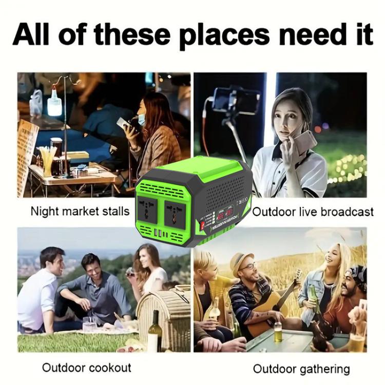 Gurxun Car Pure Sine Wave Inverter Dual AC Sockets + 2 USB + 2 Type-C Ports Outdoor Car Power Converter, Spec: 500W Brazil Plug 12V To 110V - Pure Sine Wave by Gurxun | Online Shopping UK | buy2fix