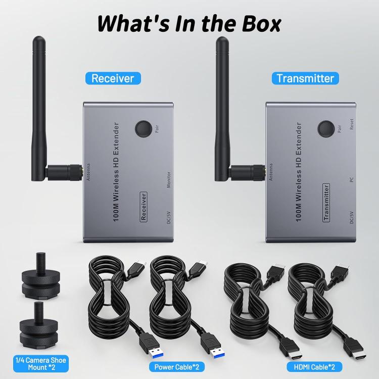 2 In 1 4K 30Hz Wireless HDMI Extender 100m Point To Point HD Video Transmitter, Transmitter+Receiver - Amplifier by buy2fix | Online Shopping UK | buy2fix