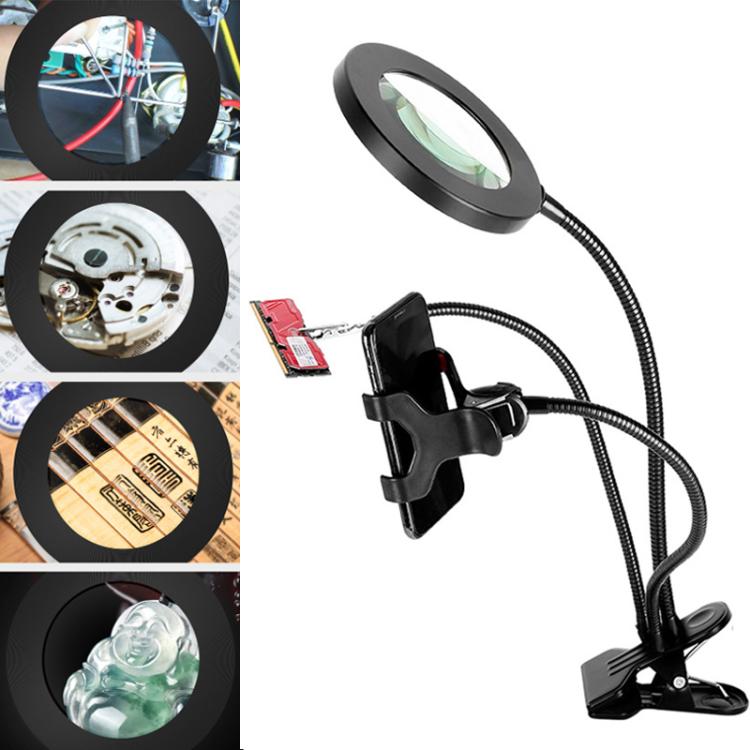 10X 72LEDs Optical Magnifying Glass Hose Type Mobile Phone Holder(Black) - Others by buy2fix | Online Shopping UK | buy2fix