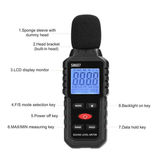 Mini High-Precision Decibel Instrument Environmental Noise Detector(Without Battery) - Light & Sound Meter by buy2fix | Online Shopping UK | buy2fix