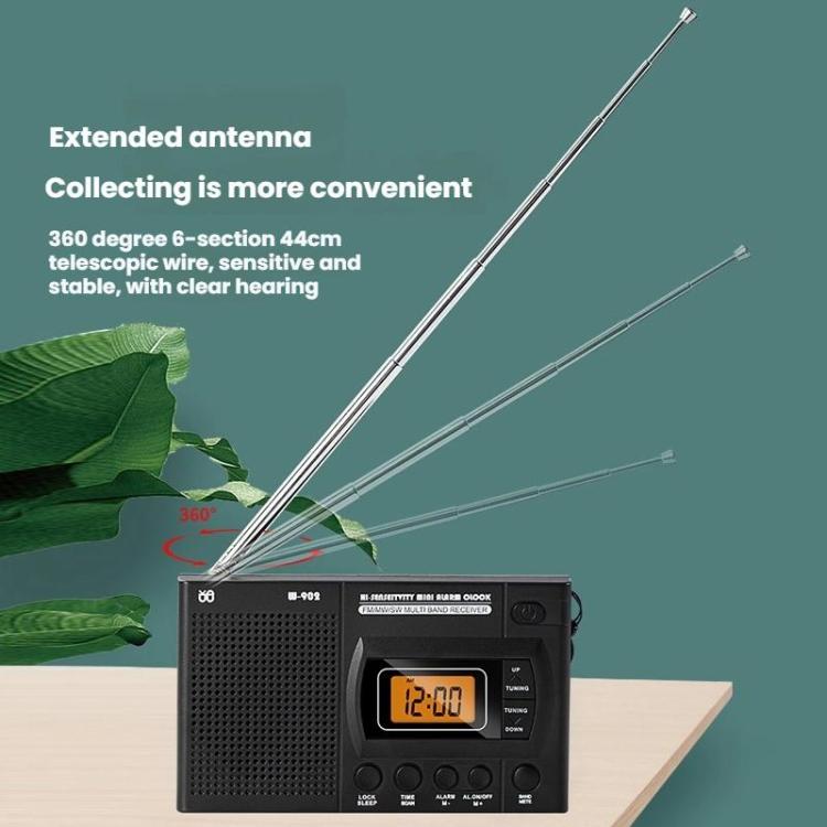 FM/AM/SW Full-Band Portable Clock LCD Clock Control Radio Player, Specifications: For EU(Black) - Radio Player by buy2fix | Online Shopping UK | buy2fix
