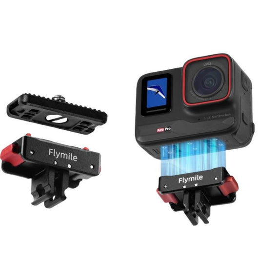 Flymile Magnetic Quick-Release Base 1/4 Inch Thread Foldable Extension Kit for Insta360 Ace Pro 2/Ace Pro/Ace/X5/X4/X3/X2(Black) - Mount & Holder by Flymile | Online Shopping UK | buy2fix