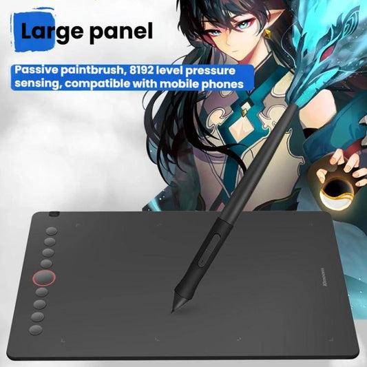 10Moons I6 Digital Drawing Tablet Compatible With Mobile Phones Computers(Black) - by 10Moons | Online Shopping UK | buy2fix