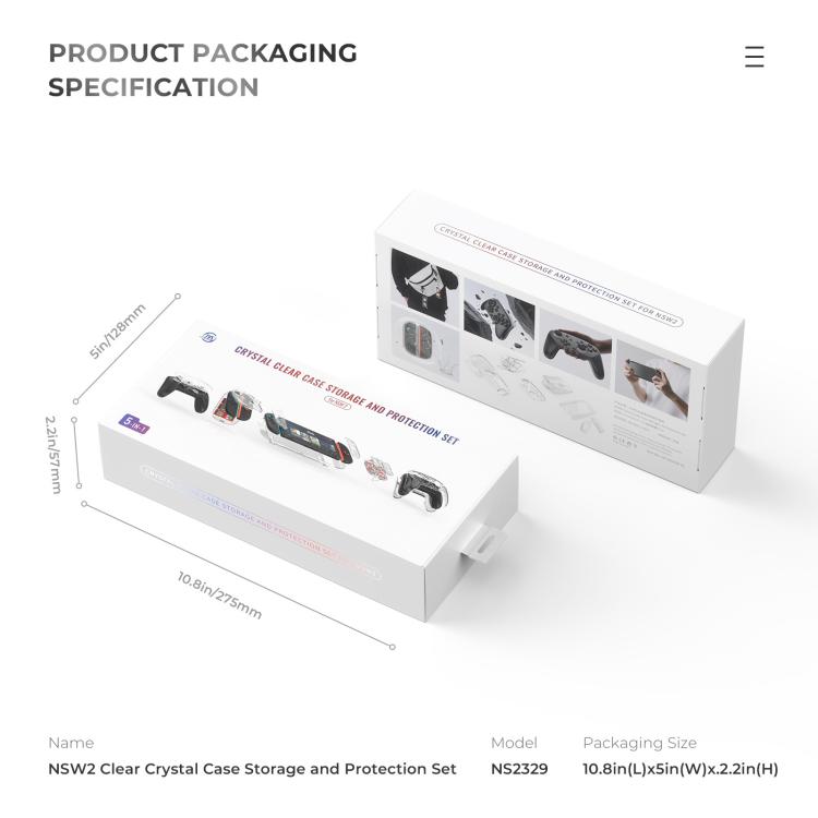 For Nintendo Switch 2 JYS 5-in-1 Crystal Case Full Protection Set Includes Console Shell, Joy-con & Pro Controller Cover, Faceplate, Game Cartridge Case - Cases by JYS | Online Shopping UK | buy2fix