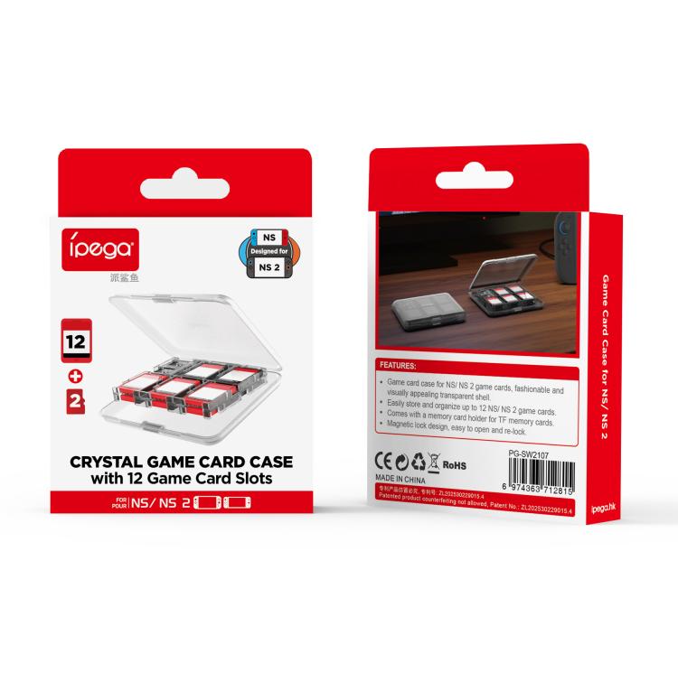 ipega Crystal Game Card Case For Nintendo Switch 2/Switch with 12 Game Card Slots Secure Locking Design - Cases by ipega | Online Shopping UK | buy2fix