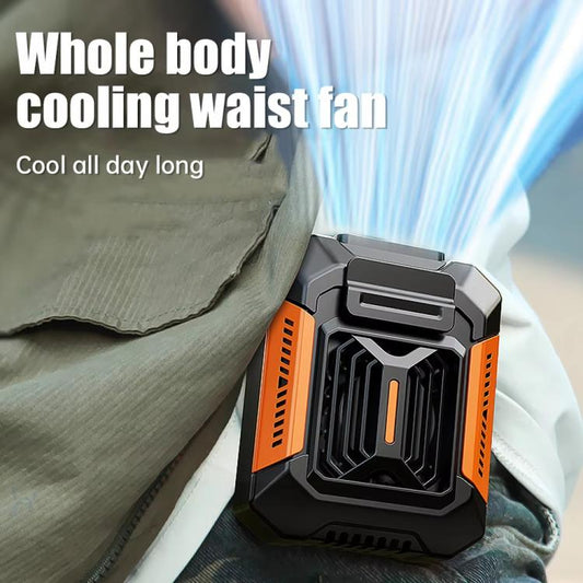 F66 Rechargeable Waist-Mounted Clip Fan With 3-Speed Settings & LED Flashlight Hands-Free Cooling For Construction, Outdoor Work, Hiking(Green) - Electric Fans by buy2fix | Online Shopping UK | buy2fix