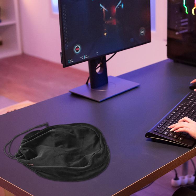 Universal Headphone Storage Case Dustproof Drawstring Bag With Ultra-Soft Short Plush(Black) - Headset Accessories by buy2fix | Online Shopping UK | buy2fix