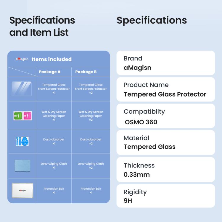 For DJI Osmo 360 Camera AMagisn HD Tempered Glass Screen Protector 1 Set - Protective Film & Stickers by aMagisn | Online Shopping UK | buy2fix