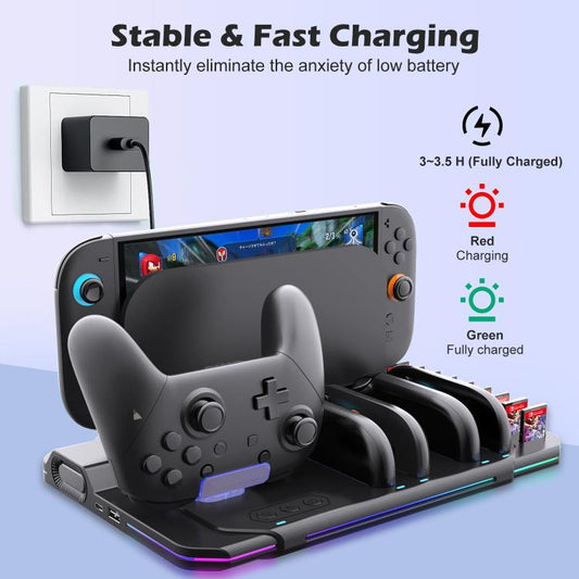 For Nintendo Switch 2 Multi-function Cooling Charging Dock Station With RGB Lighting & Card Slots - Charger & Power by buy2fix | Online Shopping UK | buy2fix