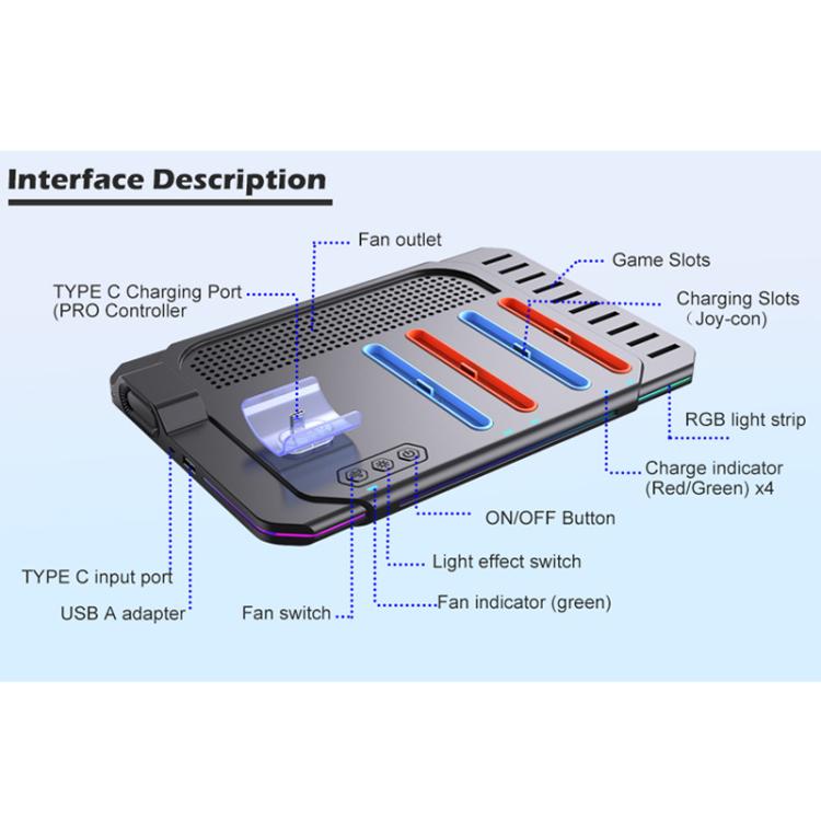 For Nintendo Switch 2 Multi-function Cooling Charging Dock Station With RGB Lighting & Card Slots - Charger & Power by buy2fix | Online Shopping UK | buy2fix