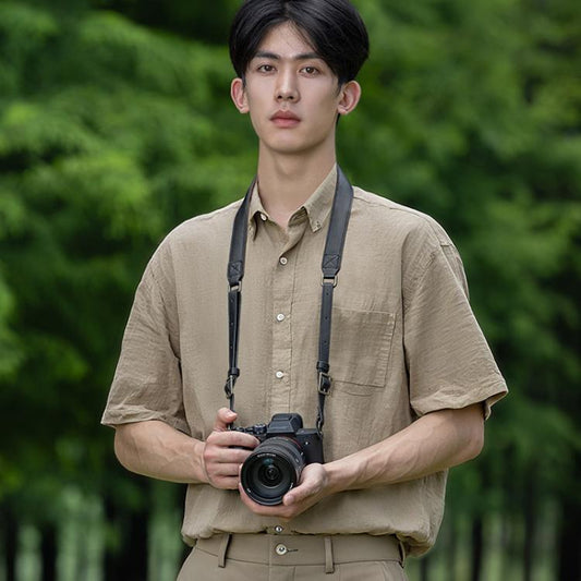 Cwatcun D222 Medium Comfortable DSLR Camera Universal Shoulder Strap Leather Quick Release Strap(Black) - Camera Strap by Cwatcun | Online Shopping UK | buy2fix