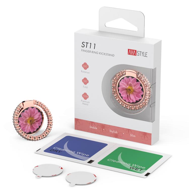 AhaStyle ST11 Aluminum Alloy Ring Buckle Phone Holder Foldable Hands-Free Stand(Dark Gray) - Ring Holder by AhaStyle | Online Shopping UK | buy2fix