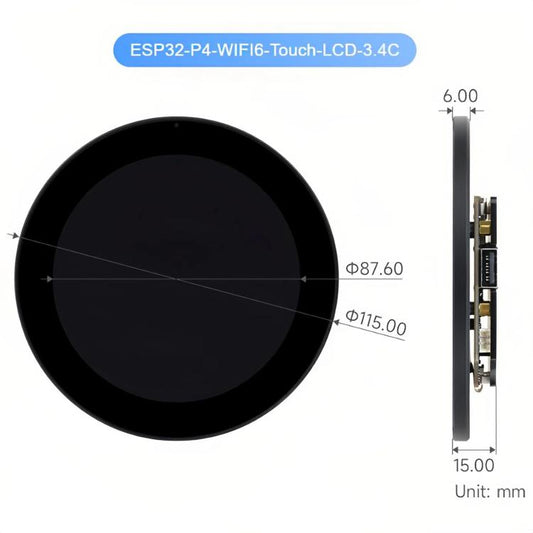 WAVESHARE 31523 ESP32-P4 Touch Circular LCD Screen Development Board, Spec: 3.4 inch - LCD & LED Display Module by WAVESHARE | Online Shopping UK | buy2fix