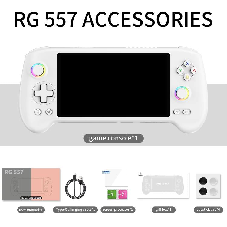ANBERNIC RG557 Handheld Game Console 5.48-Inch AMOLED Screen Android 14 Video Game Player 12+128G(White) - Pocket Console by ANBERNIC | Online Shopping UK | buy2fix