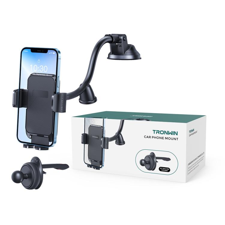 Tronwin JY02 Flexible Arm Dashboard Windshield Car Phone Holder Adjustable Suction Cup Mount(Black) - Universal Car Holders by Tronwin | Online Shopping UK | buy2fix