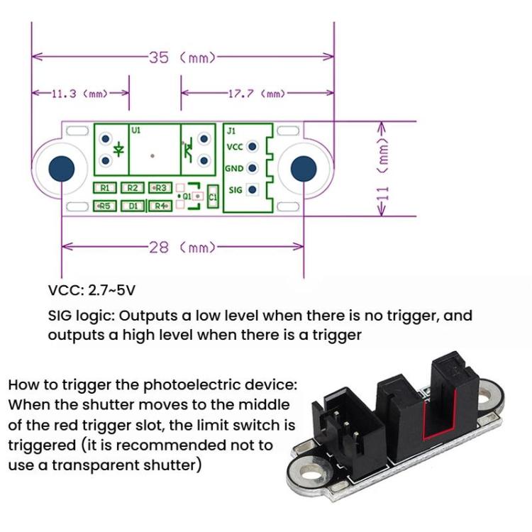 2pcs Wired Endstop Optical Switch Sensor Photoelectric Limit Switch, Length: 1m - Parts by buy2fix | Online Shopping UK | buy2fix