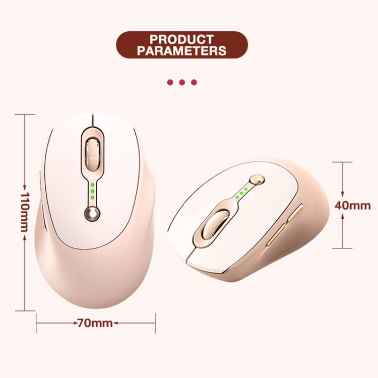 T-WOLF Q7 Single-Mode 2.4G 2400 DPI Wireless Mouse USB-C Rechargeable, Milk Tea Color Elegant Design with Battery Indicator - Wireless Mice by T-WOLF | Online Shopping UK | buy2fix