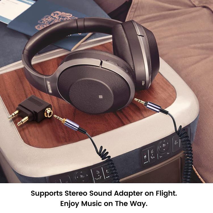 Headphone Spring Audio Cable, For Sony WH-1000XM3 / WH-1000XM2 / WH-1000XM4 / WH-H900N / WH-H800, Size: 1.5m(Black) - Headset Accessories by buy2fix | Online Shopping UK | buy2fix