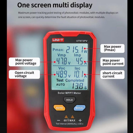 UNI-T UT673PV Solar MPPT Meter Solar Panel Maximum Power Tester Maintenance Diagnostic Tool - Current & Voltage Tester by UNI-T | Online Shopping UK | buy2fix