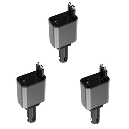 PD30W Car Charger With Retractable Cable(TYPE-C+TYPE-C) - Car Charger by buy2fix | Online Shopping UK | buy2fix