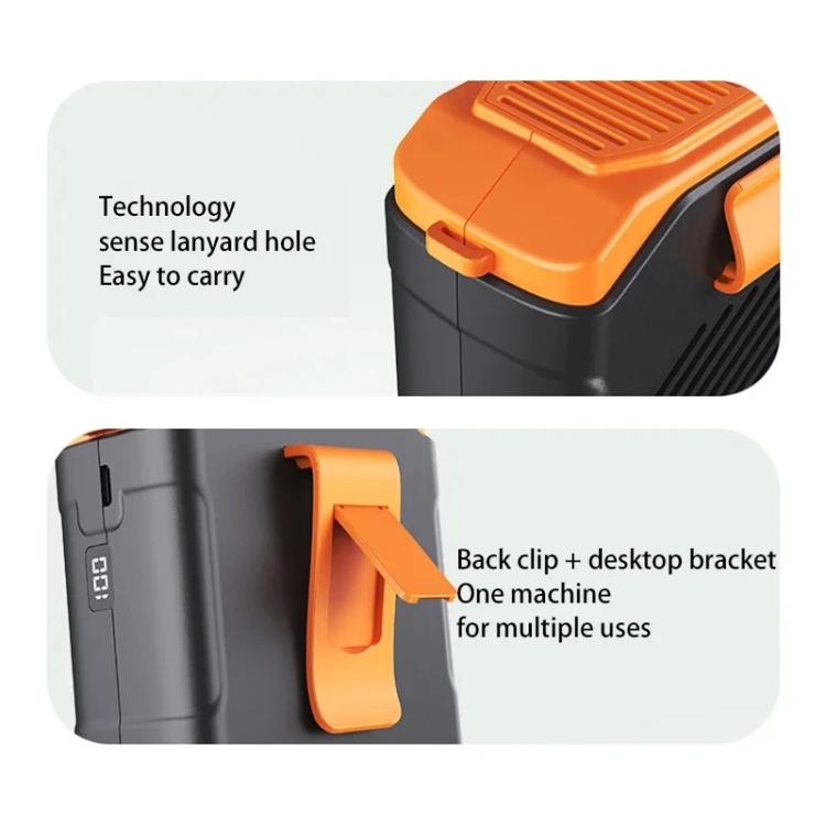 F31 Rechargeable Waist-Mounted Clip Fan With 5-Speed Adjustable Airflow, Stand & Flashlight(Orange) - Electric Fans by buy2fix | Online Shopping UK | buy2fix