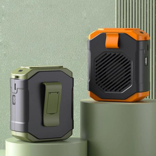 F31 Rechargeable Waist-Mounted Clip Fan With 5-Speed Adjustable Airflow, Stand & Flashlight(Green) - Electric Fans by buy2fix | Online Shopping UK | buy2fix
