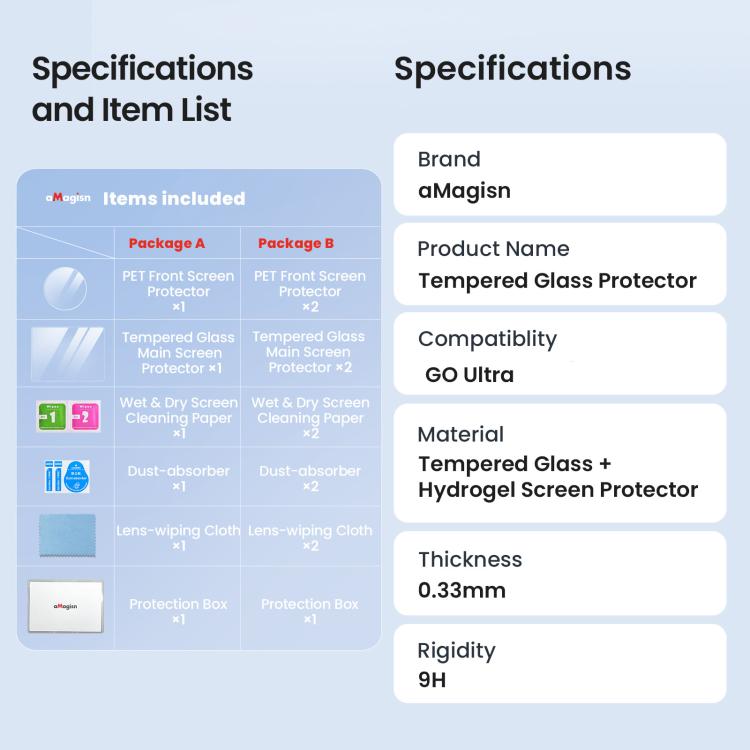 For Insta360 GO Ultra aMagisn Tempered Glass Screen Protector Camera Lens Film, Spec: 2 Sets - Len Accessories by aMagisn | Online Shopping UK | buy2fix