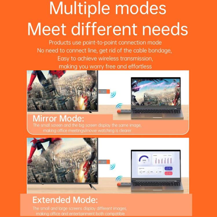 HDMI Wireless Transmitter 50M Signal Extension 1080P WIFI Computer Wireless Casting Same Screen, Transmitter + Receiver(Orange) - Amplifier by buy2fix | Online Shopping UK | buy2fix