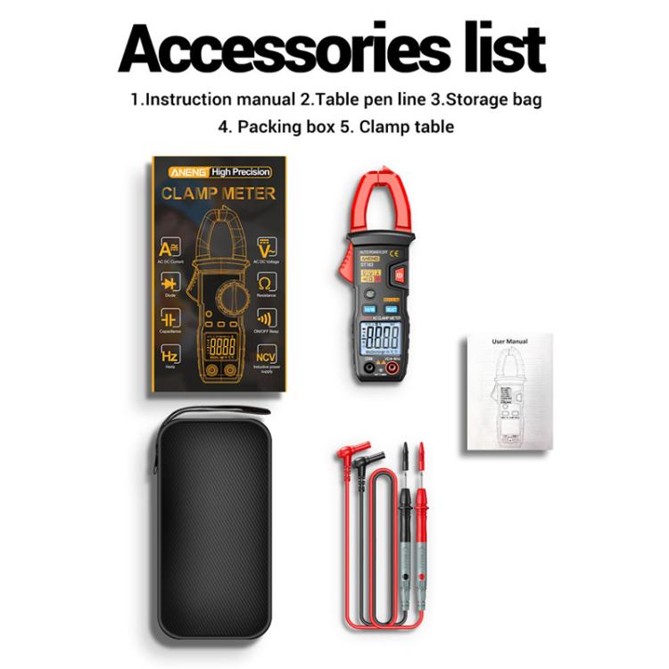 ANENG ST183 600A Digital Clamp Meter With NCV, 4000 Counts, Tests Continuity/Resistance/Capacitance/Diode, Audible & Visual Alarm(Black) - Digital Multimeter by ANENG | Online Shopping UK | buy2fix