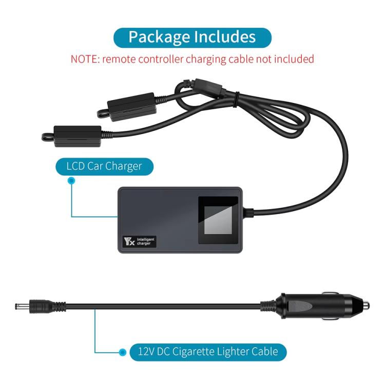 For DJI Mavic Air 2 / Air 2S YX Car Charger with Digital Display Dual-Battery Rapid Charger Hub(Black) - Other by YX | Online Shopping UK | buy2fix