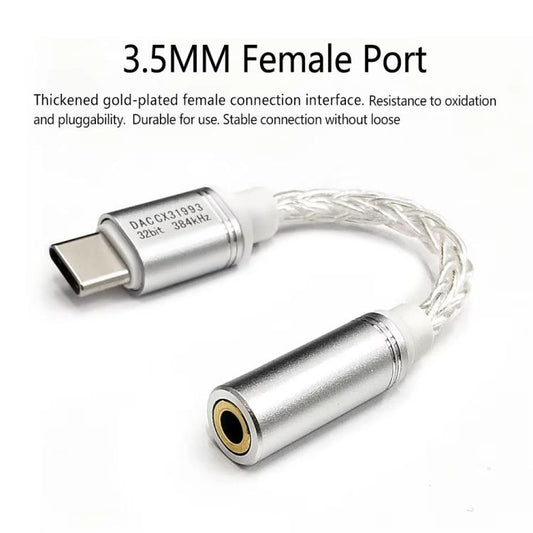 Type-C To 3.5mm Female DAC CX31993 Digital Audio Decoding Conversion Cable HIFI 8-Strand Silver Plated Cable - Audio Adapter by buy2fix | Online Shopping UK | buy2fix