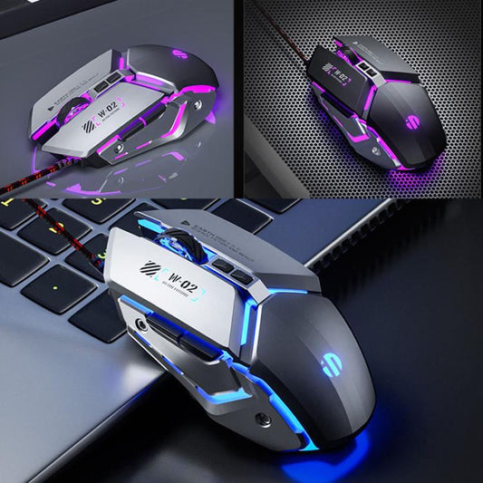 Inphic W-02 USB Wired Mouse Gaming Macro-Programmable Illuminated Computer Mice(Gray) - Wired Mice by Inphic | Online Shopping UK | buy2fix