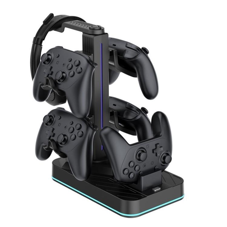 For Nintendo Switch 2 Pro Controller Headphone Storage Rack Charging Base(Black) - Holder by buy2fix | Online Shopping UK | buy2fix