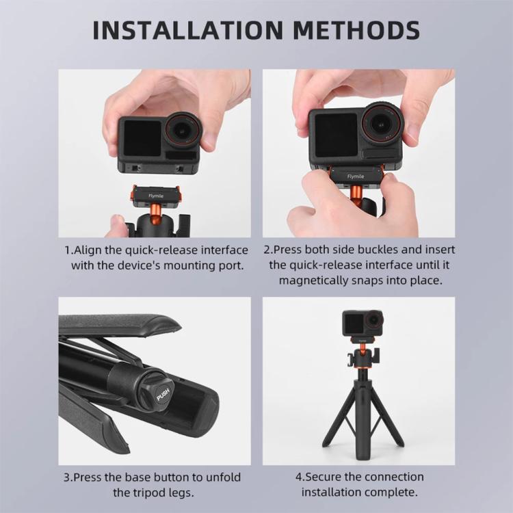 For DJI Osmo Action 3 / 4 / 5 Pro Flymile AC5012_5 Extended Selfie Stick Holder Magnetic Quick Release Tripod - Mount & Holder by Flymile | Online Shopping UK | buy2fix