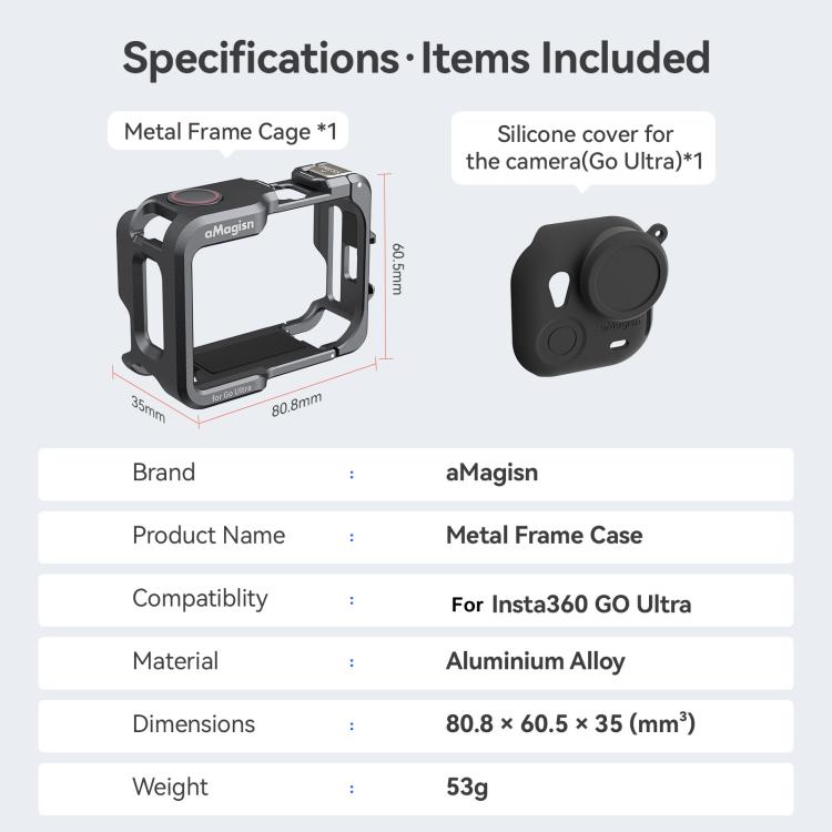 AMagisn Metal Cage For Insta360 GO Ultra Quick Release Protective Frame With Silicone Cover(TF01) - Mount & Holder by AMagisn | Online Shopping UK | buy2fix