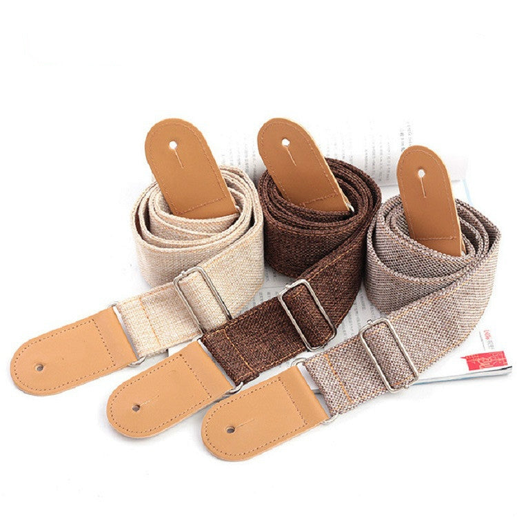 Cotton Linen Guitar Studs Strap Diagonal Shoulder Strap Musical Instrument Accessories(Light Gray) - String Instrument Accessories by buy2fix | Online Shopping UK | buy2fix