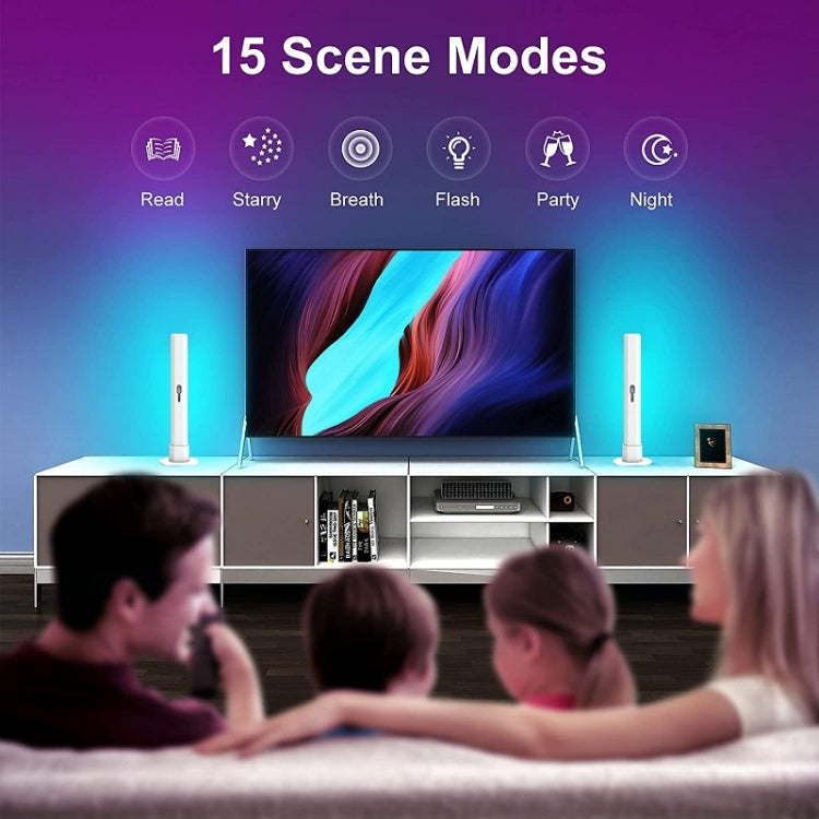 2pcs/box RGB Desktop Background Music Rhythm Pickup Ambient Light, Version: Bluetooth(UK Plug) by buy2fix