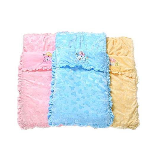 Autumn and Winter Models Thicken Baby Sleeping Bag Cartoon Embroidery Baby Stroller Accessories(Blue) by buy2fix